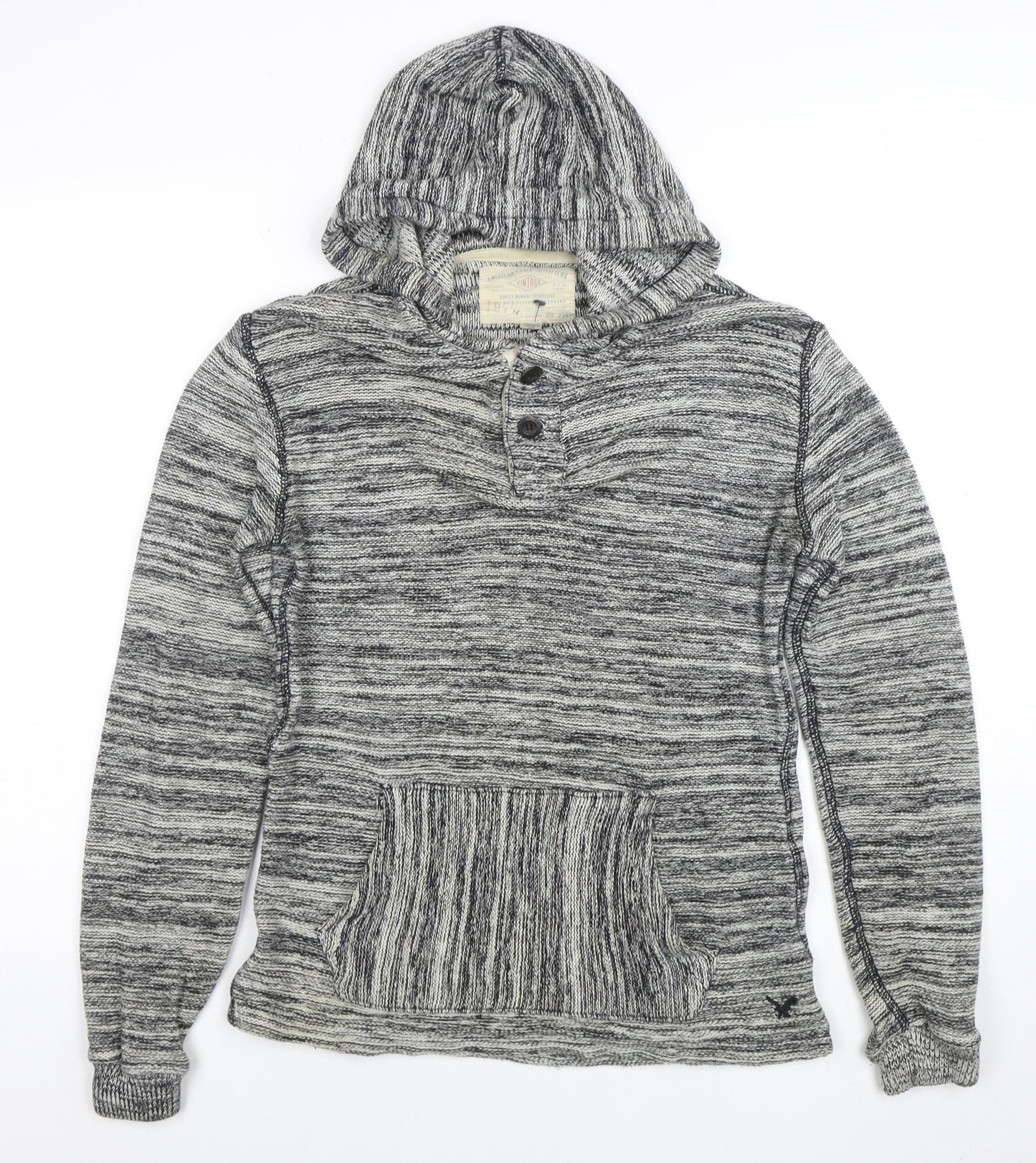 Womens UK Size XS American Eagle Outfitters Grey Henley Jumper