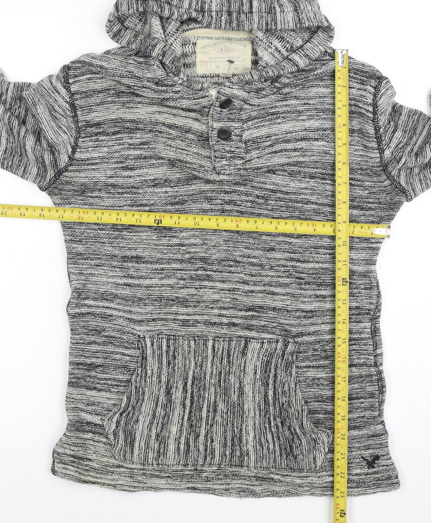 Womens UK Size XS American Eagle Outfitters Grey Henley Jumper