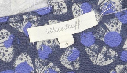 White Stuff Women’s Blue Floral Shift Dress Size 8 Short Sleeve Cotton
