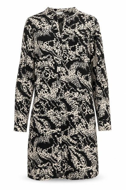 Object Women’s Black Animal Print Button Shirt Dress Size 10