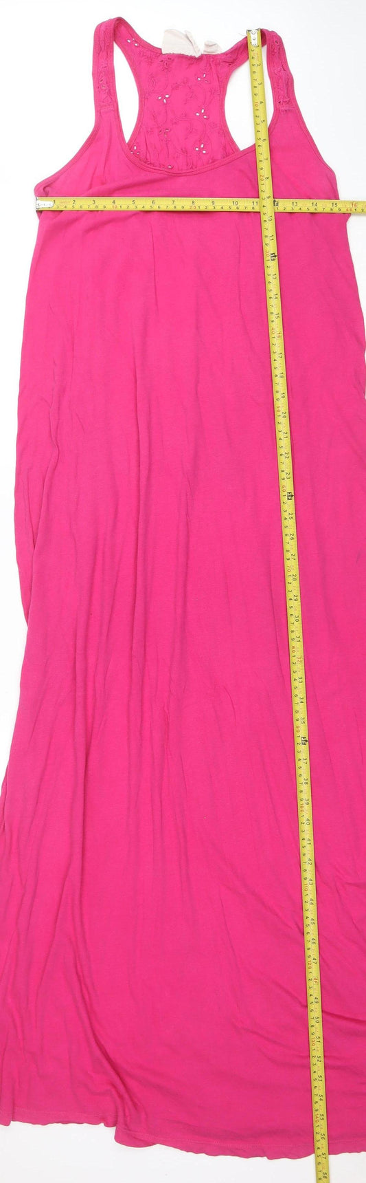 H&M Women Pink Long Tank Dress L Jersey Summer Casual