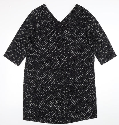 Jacqueline de Yong Women's Black Polka Dot V-Neck Shift Dress Size 12