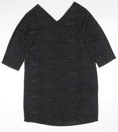 Jacqueline de Yong Women's Black Polka Dot V-Neck Shift Dress Size 12