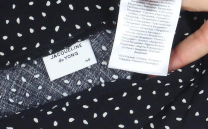 Jacqueline de Yong Women's Black Polka Dot V-Neck Shift Dress Size 12