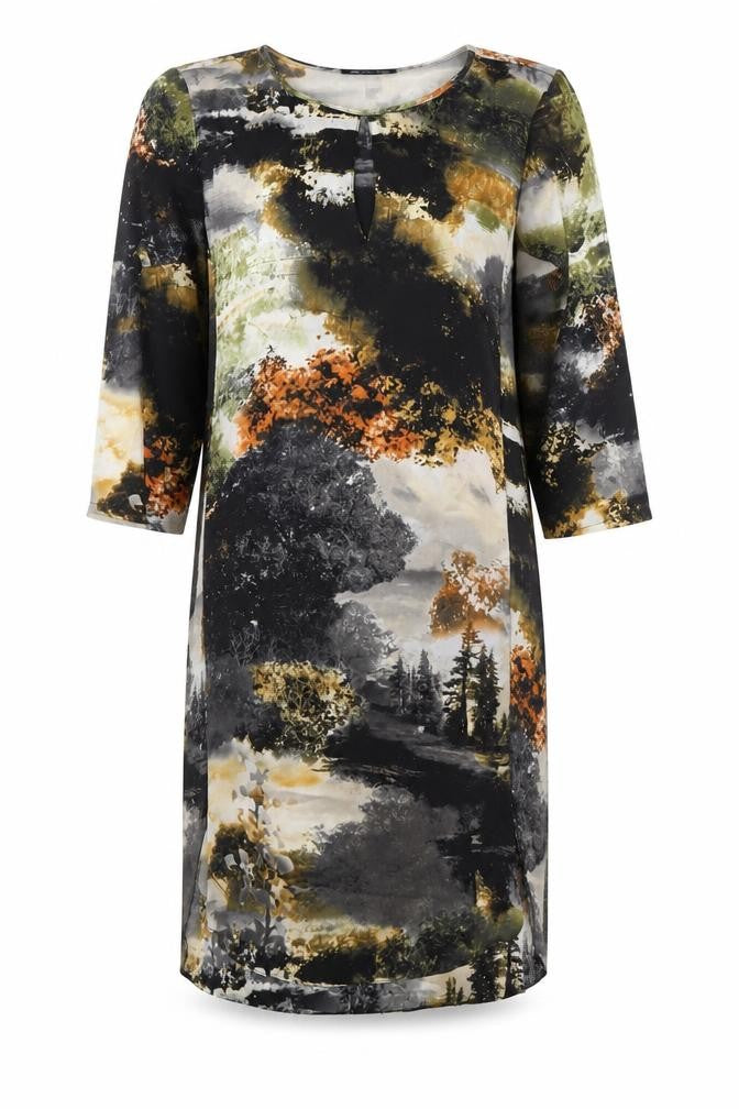 MNG Collection Women's Multicolour Shift Dress Size 8 3/4 Sleeve