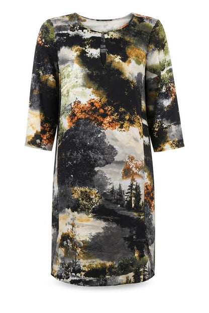 MNG Collection Women's Multicolour Shift Dress Size 8 3/4 Sleeve