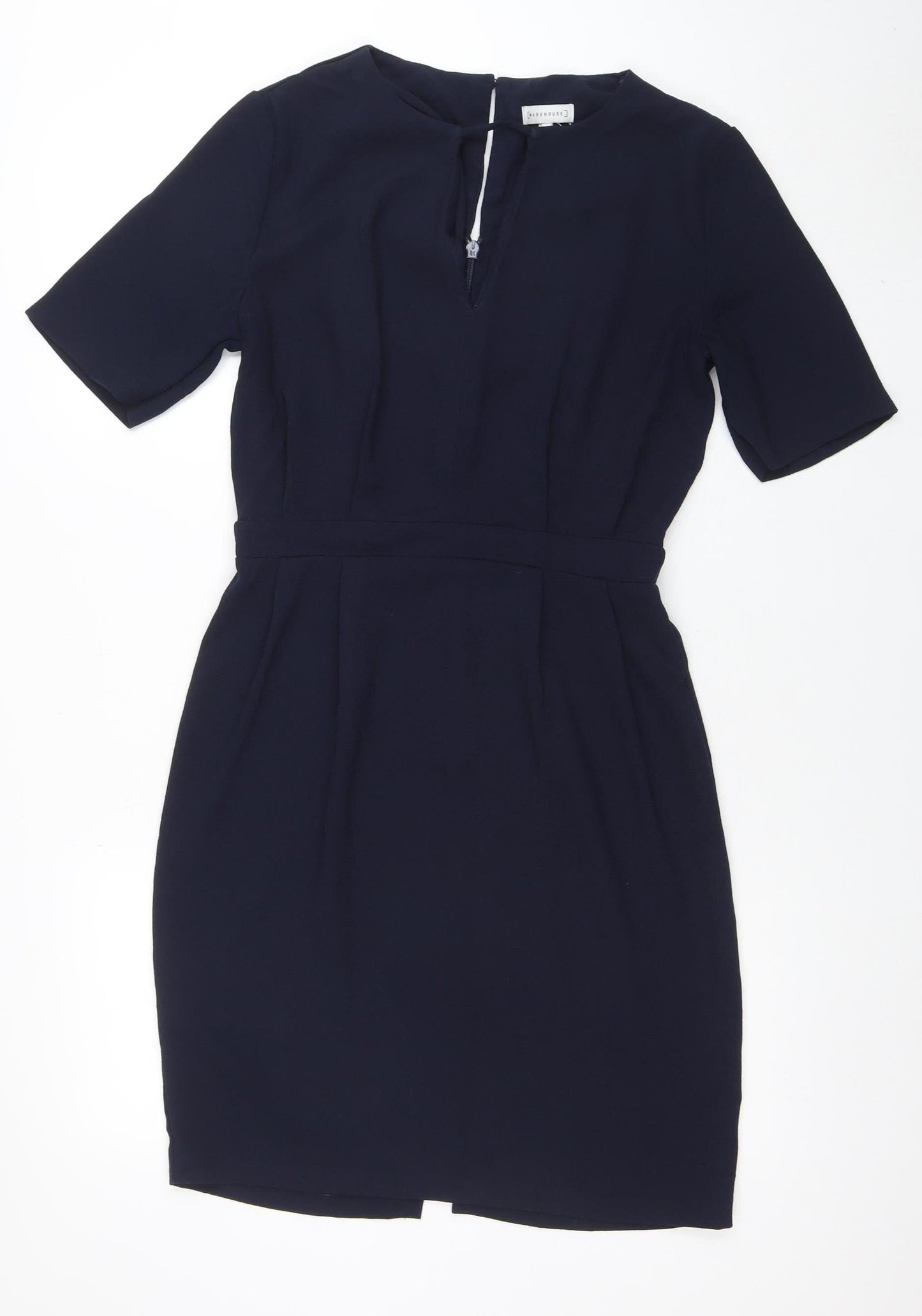 Warehouse Women's Blue Shift Work Dress Size 12 Half Sleeve