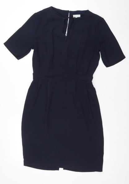Warehouse Women's Blue Shift Work Dress Size 12 Half Sleeve
