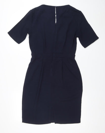 Warehouse Women's Blue Shift Work Dress Size 12 Half Sleeve