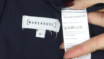 Warehouse Women's Blue Shift Work Dress Size 12 Half Sleeve