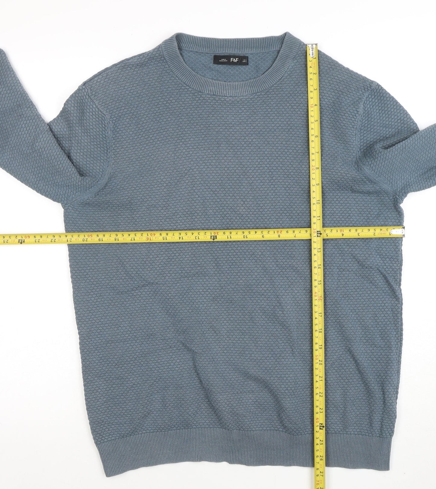 Mens UK Size L F&F Blue Pullover Jumper