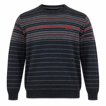 Pierre Cardin Men’s Black Striped Crew Neck Pullover Jumper XL