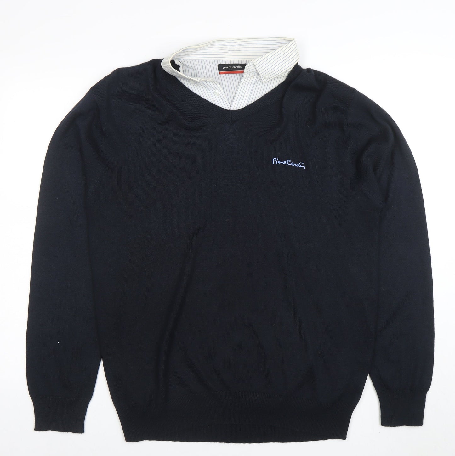 Pierre Cardin Men’s Black Long Sleeve V-Neck Knit Polo XL