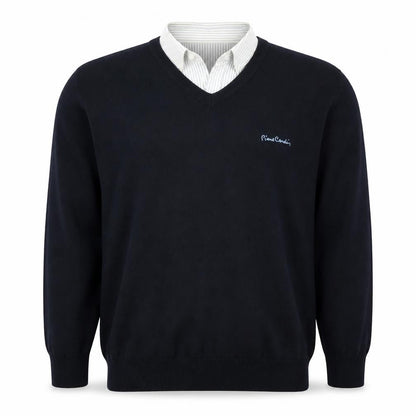 Pierre Cardin Men’s Black Long Sleeve V-Neck Knit Polo XL