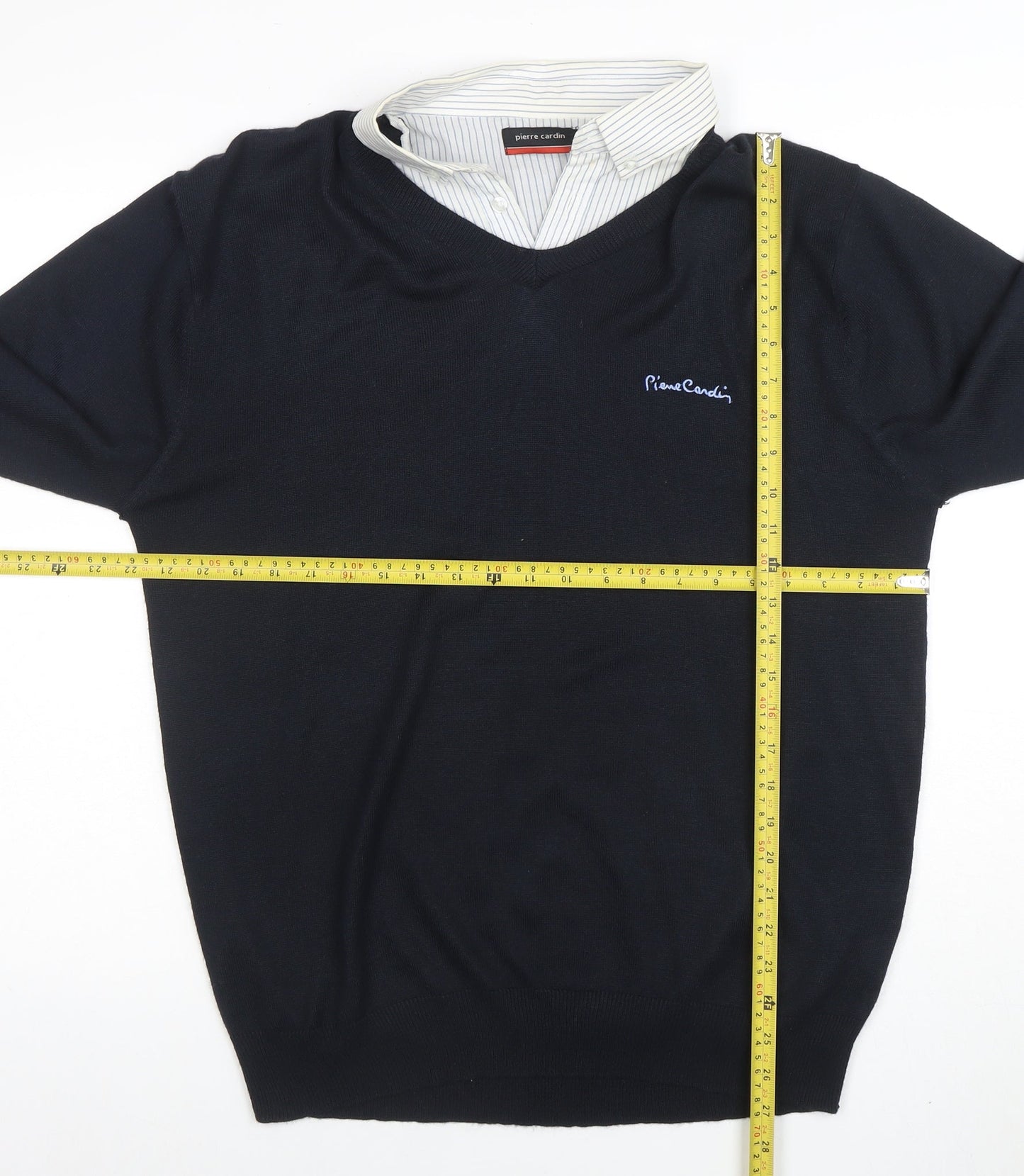 Pierre Cardin Men’s Black Long Sleeve V-Neck Knit Polo XL