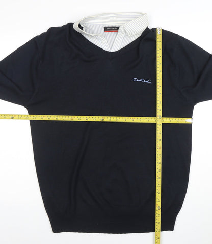 Pierre Cardin Men’s Black Long Sleeve V-Neck Knit Polo XL