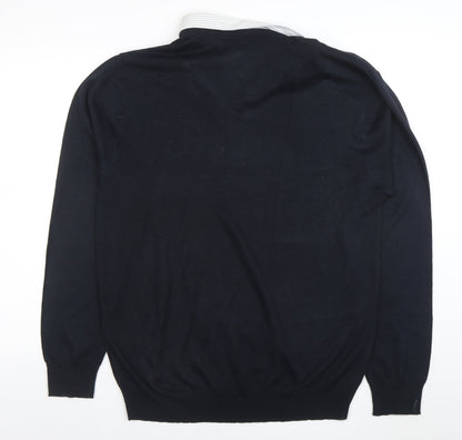 Pierre Cardin Men’s Black Long Sleeve V-Neck Knit Polo XL