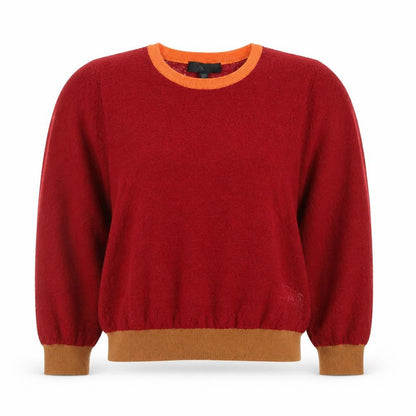 Zara Women Red Crew Neck Knitted Jumper M Wool Blend Long Sleeve Classic Fit