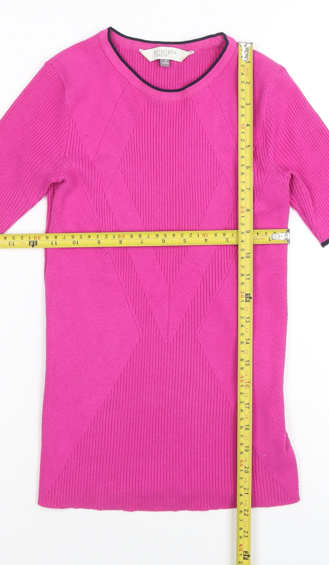 Womens UK Size 8 Principles Pink Basic T-Shirt