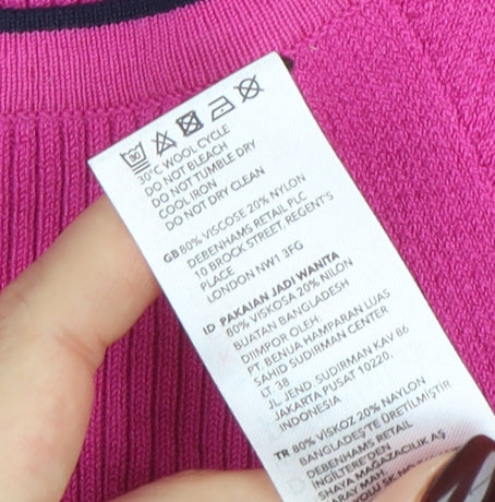 Womens UK Size 8 Principles Pink Basic T-Shirt