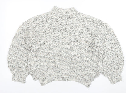 Woven Heart Women’s Grey Chunky Knit Mock Neck Pullover Jumper Size M