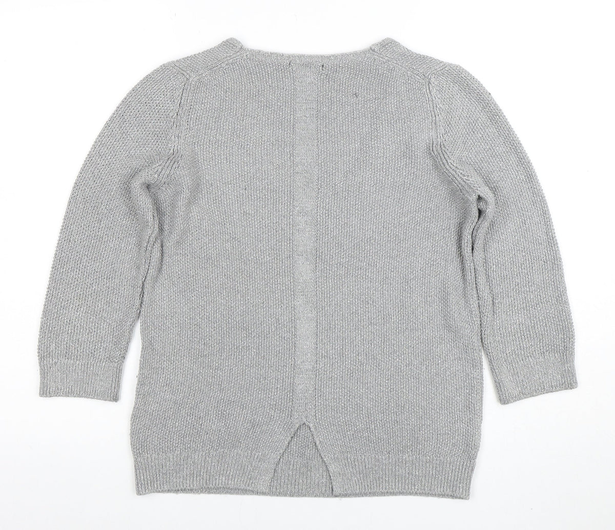 Massimo Dutti Women’s Grey V-Neck Knit Pullover Jumper M