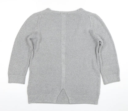 Massimo Dutti Women’s Grey V-Neck Knit Pullover Jumper M