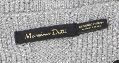 Massimo Dutti Women’s Grey V-Neck Knit Pullover Jumper M