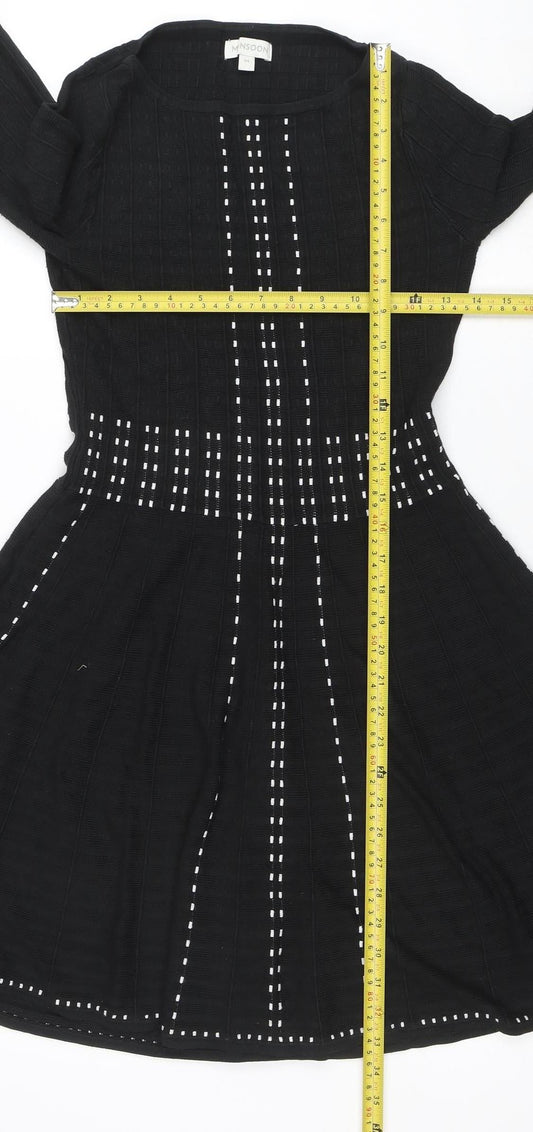 Monsoon Women’s Black Knit Fit & Flare Dress Size M