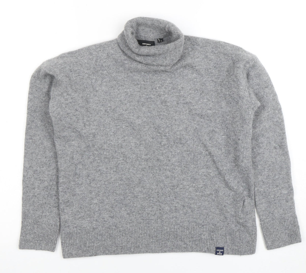 Superdry Womens Grey Wool Roll Neck Jumper Size 8
