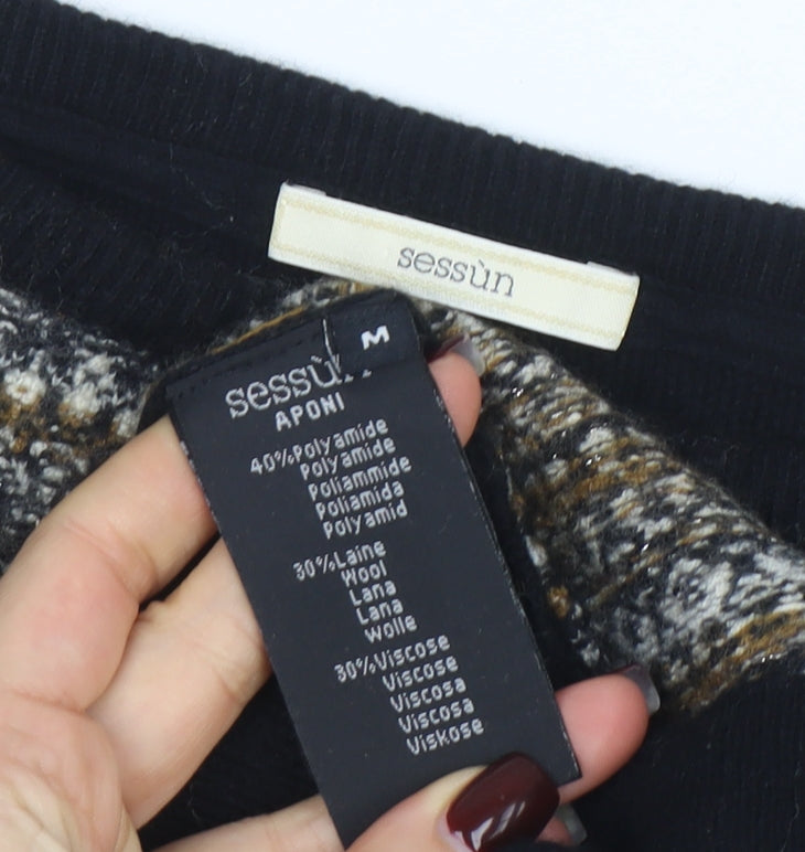 Womens UK Size M Sessùn Black Pullover Jumper