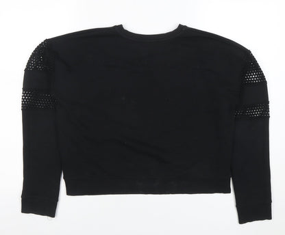 New Look Women Black Size 12 Studded Sleeve Crew Neck Jumper