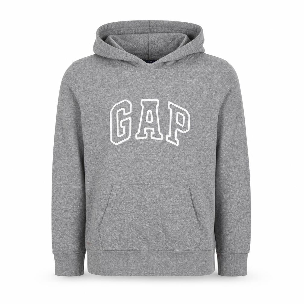 Gap Men Grey Pullover Hoodie Medium Logo Graphic Sweatshirt
