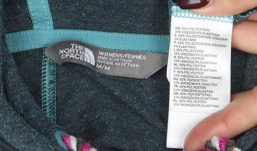 Womens UK Size M The North Face Blue Full Zip Hoodie