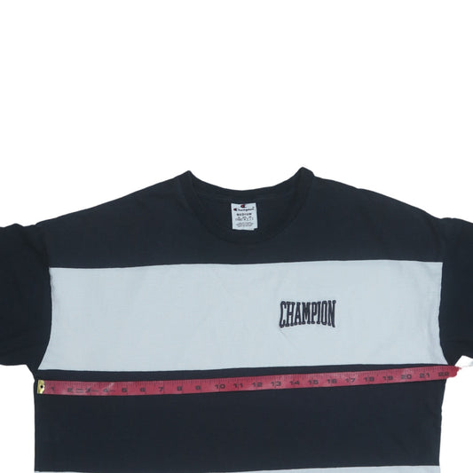 Champion Men's Blue Striped Cotton Crew Neck T-Shirt Size M