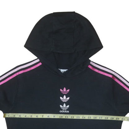Adidas Girls Black Pullover Hoodie 15-16 Years Hooded Fleece Logo Sweatshirt
