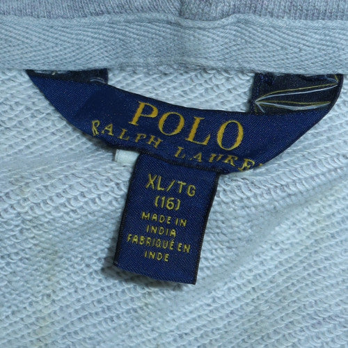 Polo Ralph Lauren Boys Grey Full Zip Hoodie XL 16 Cotton Blend Casual