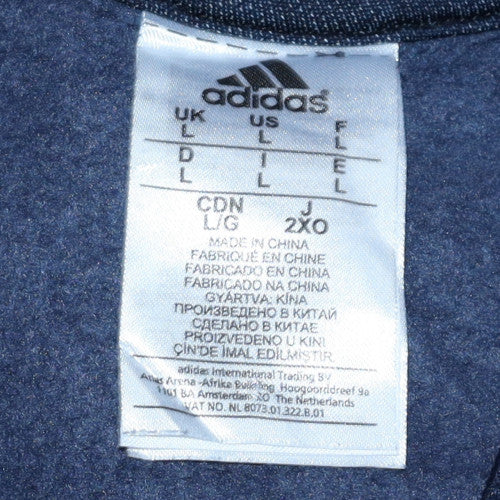 Mens UK Size L Adidas Blue Full Zip Sweatshirt