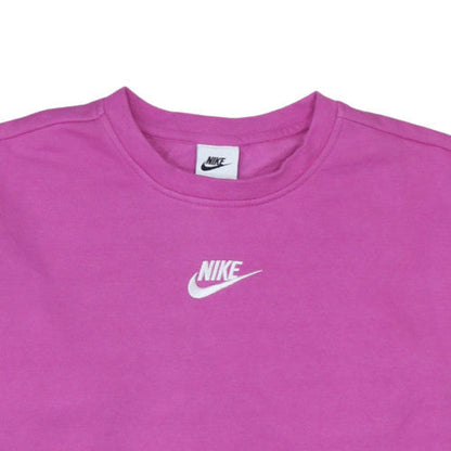 Nike Girls Pink Logo Pullover Sweatshirt L Fleece Crew Neck
