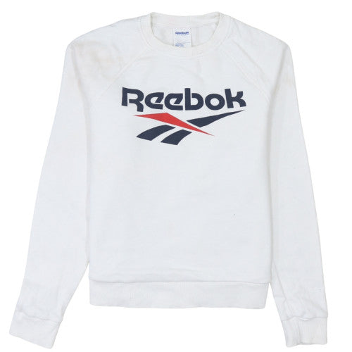 Womens UK Size M Reebok White Pullover Sweatshirt