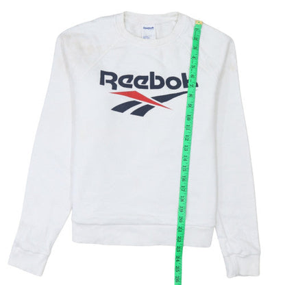 Womens UK Size M Reebok White Pullover Sweatshirt