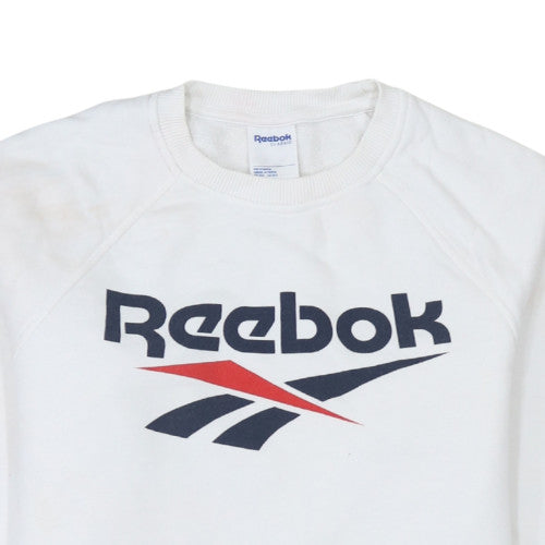 Womens UK Size M Reebok White Pullover Sweatshirt