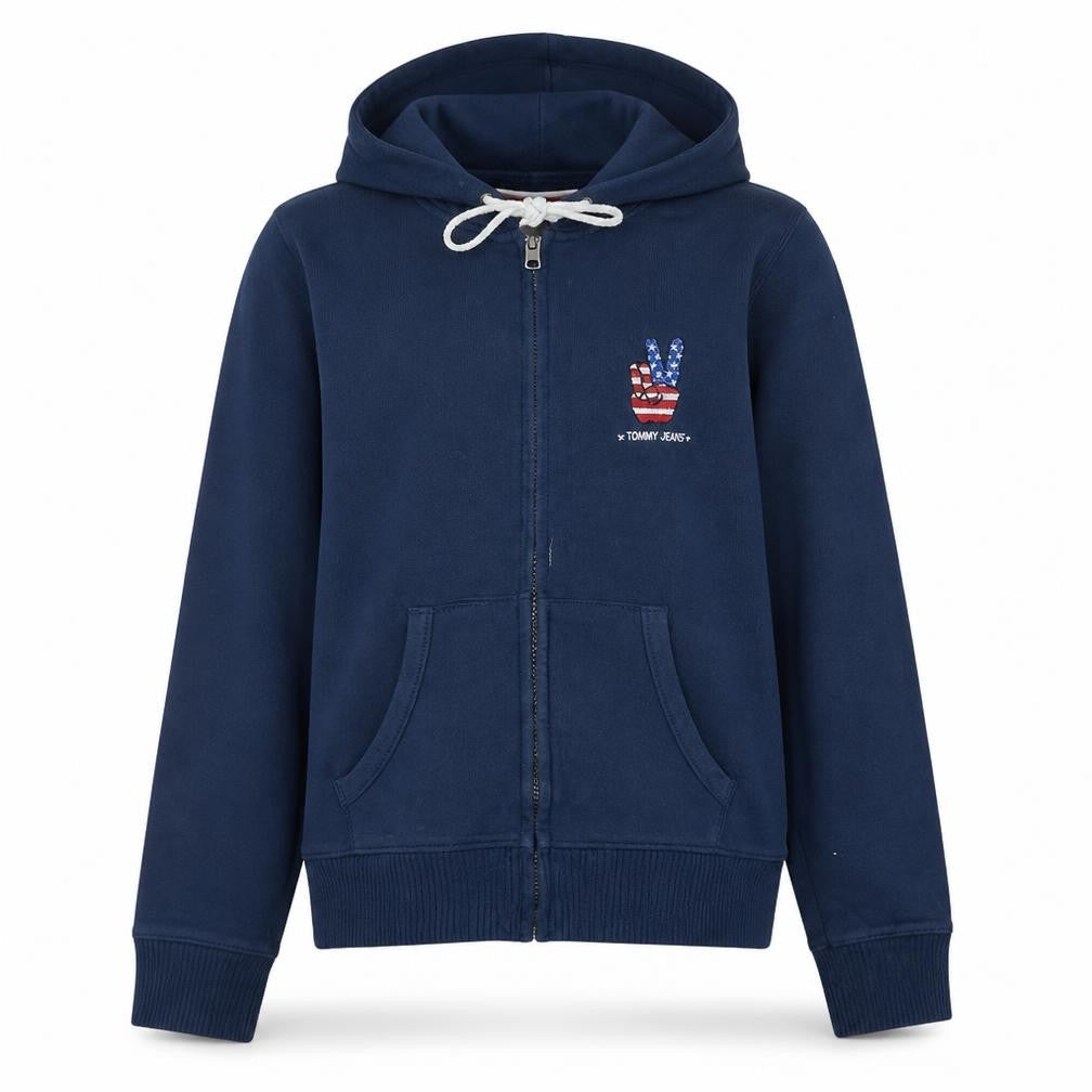 Mens UK Size M Tommy Jeans Blue Full Zip Hoodie