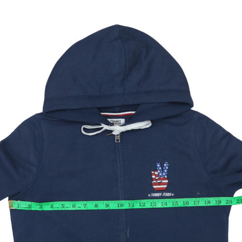 Mens UK Size M Tommy Jeans Blue Full Zip Hoodie