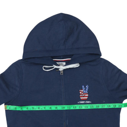 Mens UK Size M Tommy Jeans Blue Full Zip Hoodie