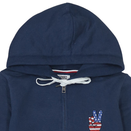 Mens UK Size M Tommy Jeans Blue Full Zip Hoodie