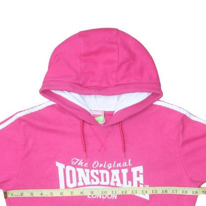 Womens UK Size 14 Lonsdale Pink Pullover Hoodie