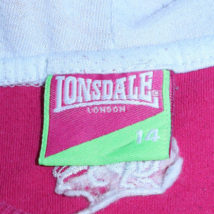 Womens UK Size 14 Lonsdale Pink Pullover Hoodie