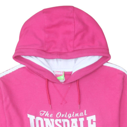 Womens UK Size 14 Lonsdale Pink Pullover Hoodie