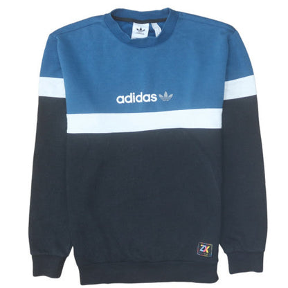 Mens UK Size S Adidas Blue Pullover Sweatshirt